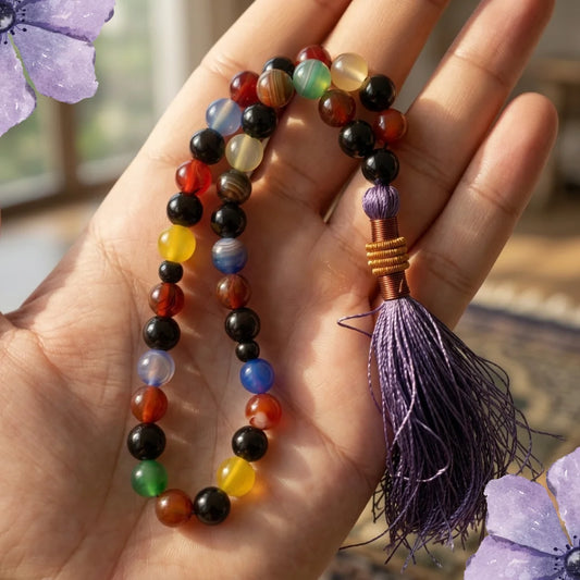 Multi color Aqeeq Tasbeeh | 33 Beads | 8 mm
