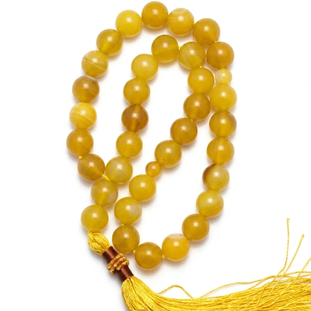 Yellow Aqeeq Tasbeeh | 33 Beads | 10 mm