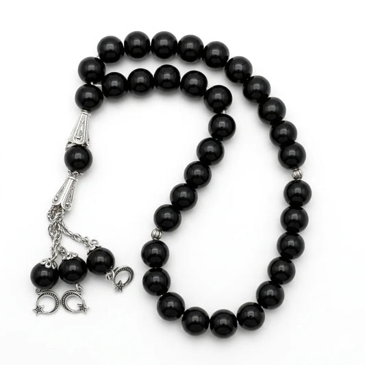 Black Aqeeq Tasbeeh | Aqeeq Tasbeeh | 33 Beads | 11 mm