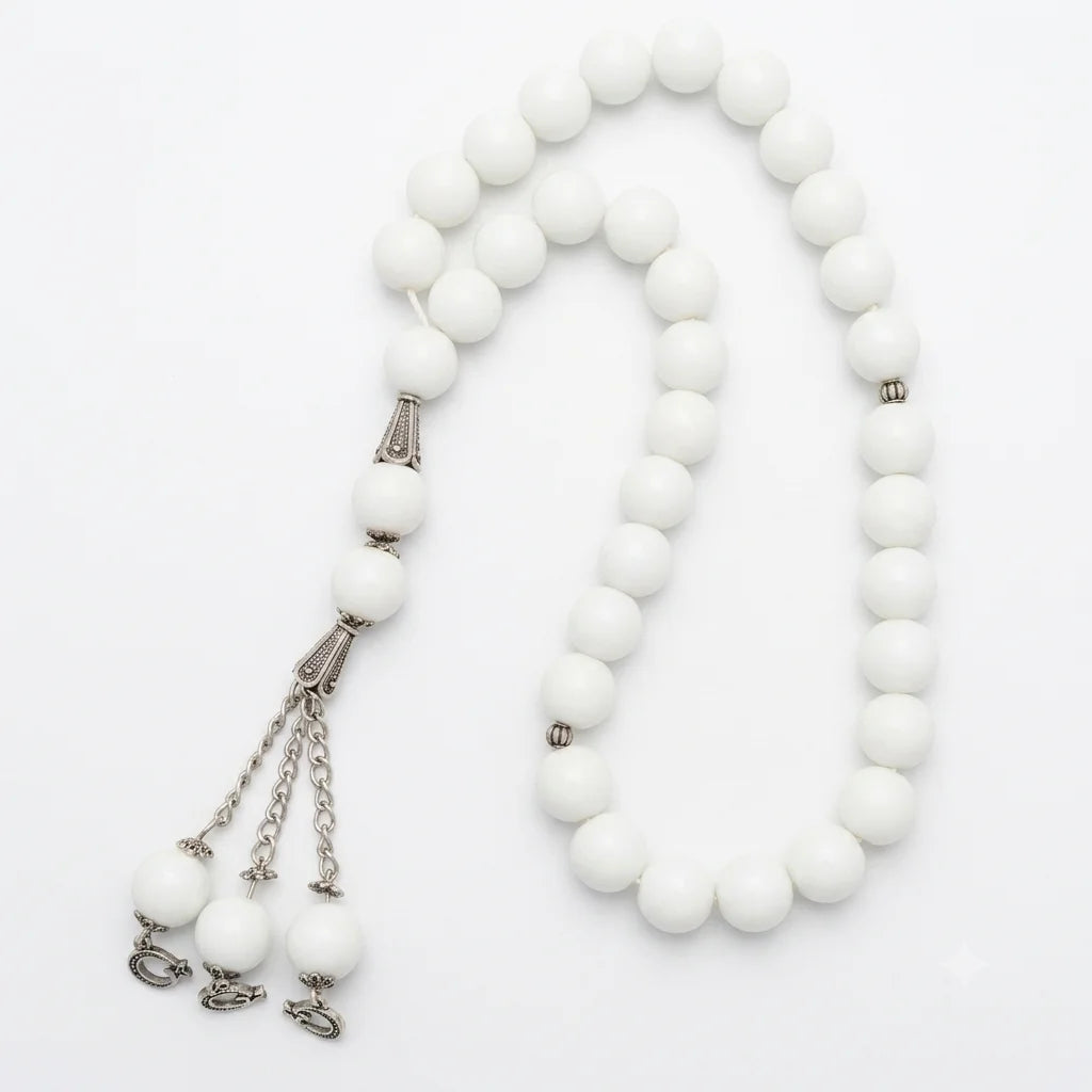 White Ferooza Tasbih | Sang e Ibrahimi Tasbeeh | 33 Beads | 12 mm
