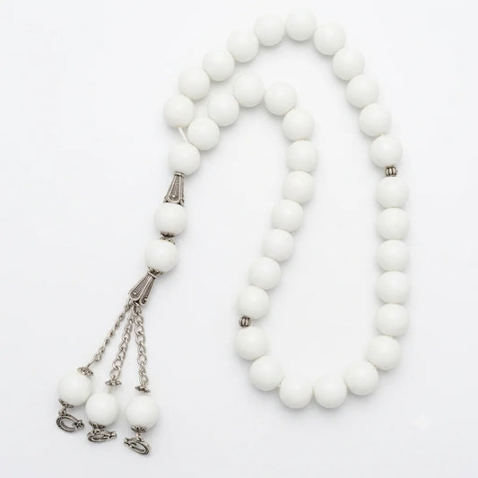 White Ferooza Tasbih | Sang e Ibrahimi Tasbeeh | 33 Beads | 12 mm