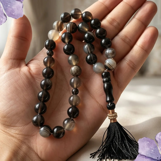 Gemstone Aqiq Multi color Tasbeeh | 33 Beads | 8 mm