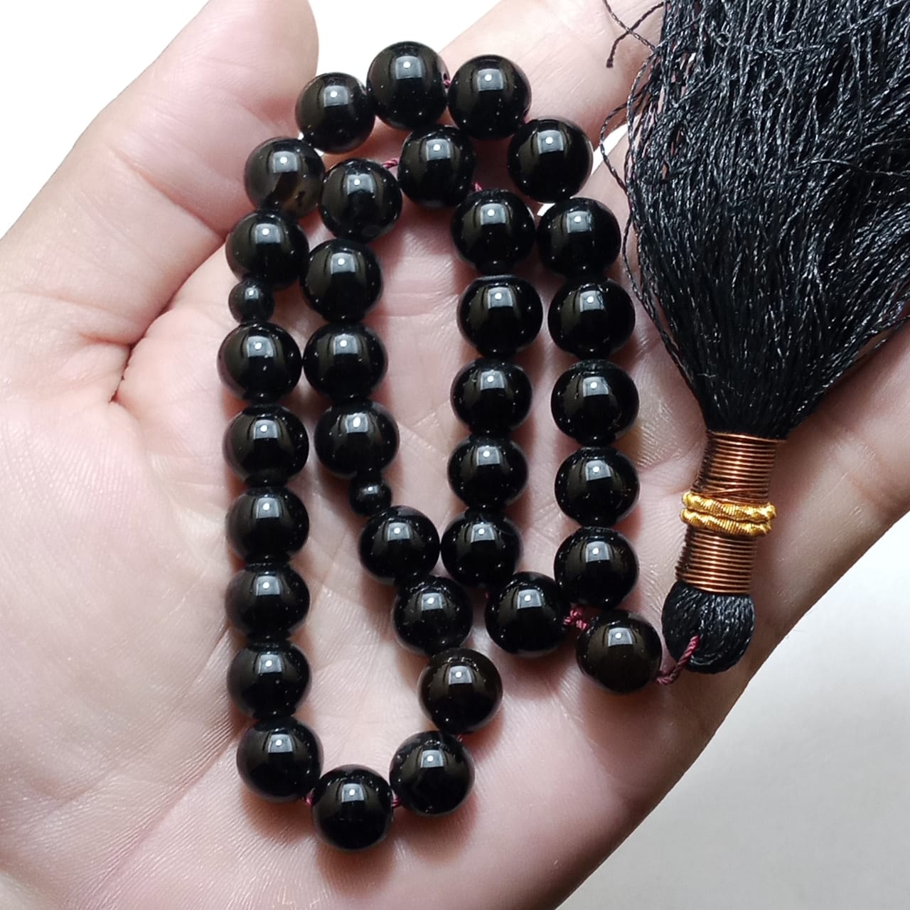 Black Aqeeq Tasbeeh | 33 Beads | 9 mm