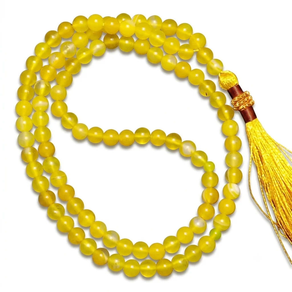 Yellow Aqeeq Tasbeeh | 100 Beads | 6 mm