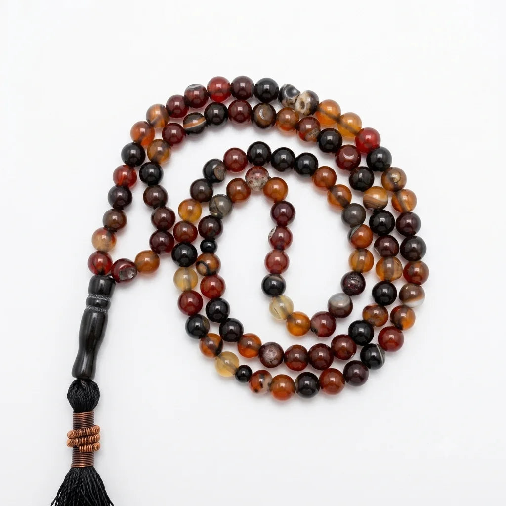 Multi color Aqeeq Tasbeeh | 100 Beads | 8 mm
