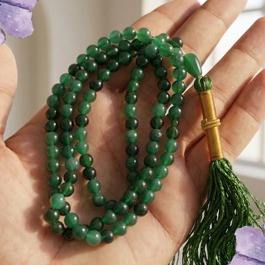 Green Aqeeq Tasbeeh |100 Beads | 6mm