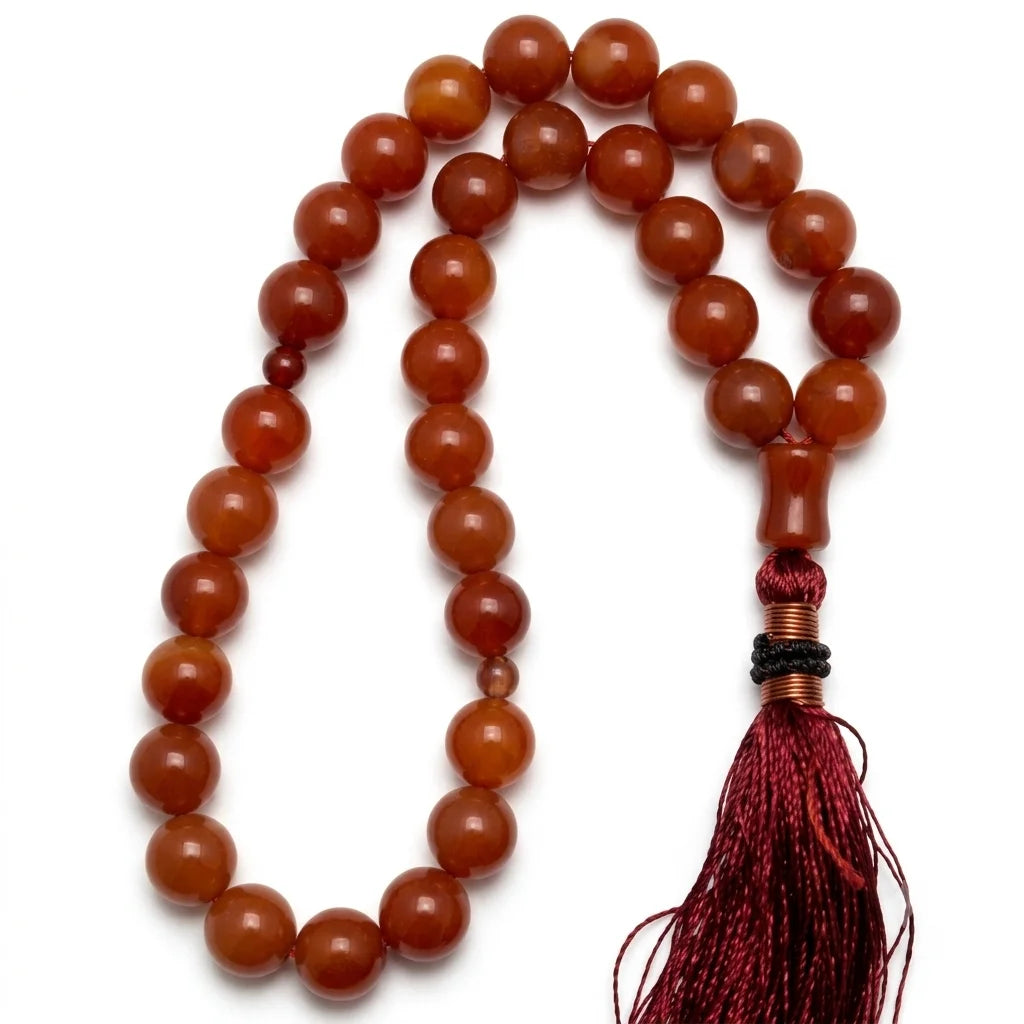 Marjan Tasbeeh | Red Coral Tasbih | 33 Beads | 8 mm
