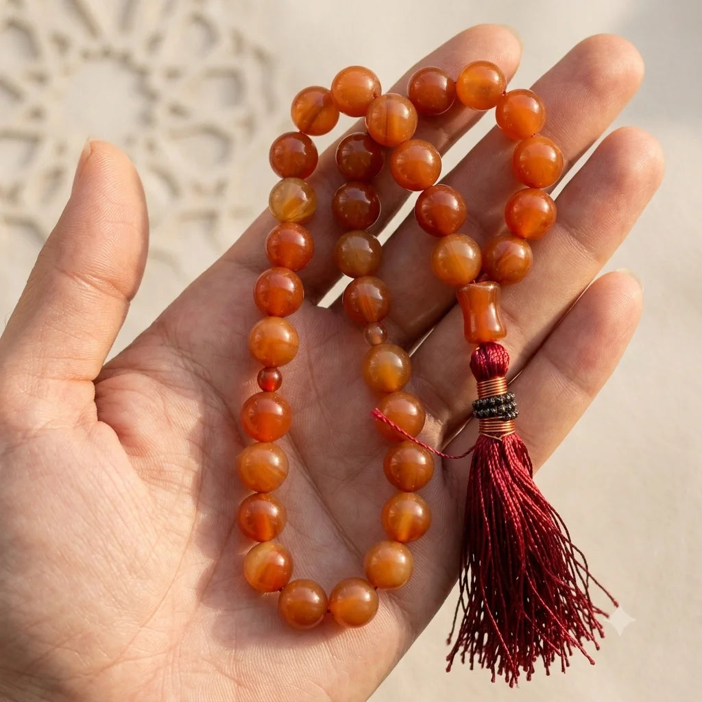 Marjan Tasbeeh | Red Coral Tasbih | 33 Beads | 8 mm