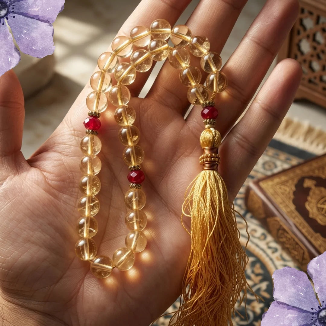Golden Pukhraj Tasbeeh  | 33 Beads | 10 mm