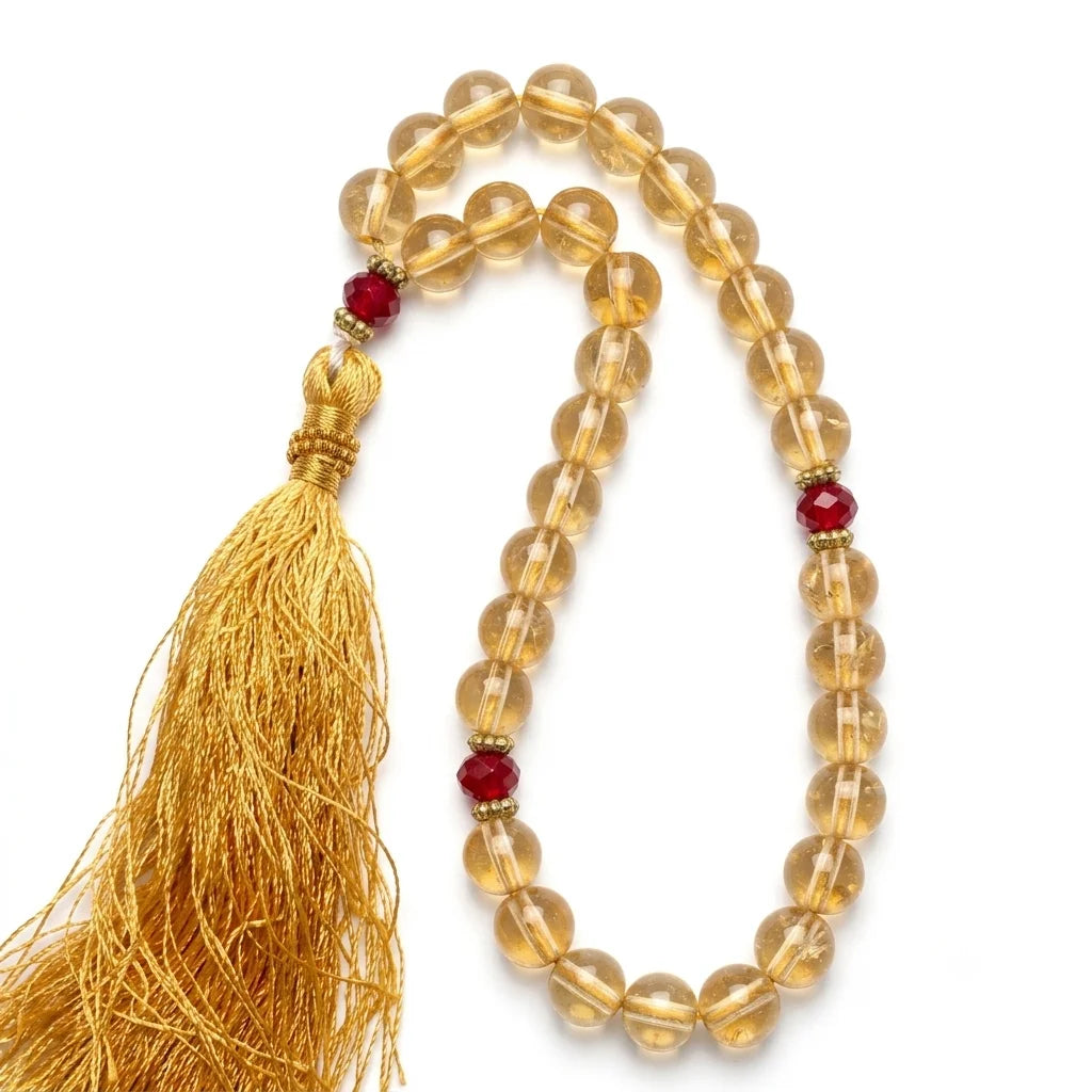 Golden Pukhraj Tasbeeh  | 33 Beads | 10 mm