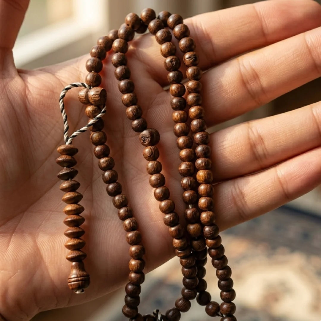 Sandal Wood Tasbih | Long‑Lasting Scent | 100 Beads | 8 mm